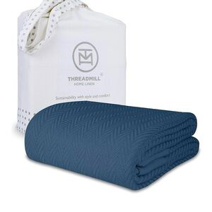 Plush Blue Blanket with Modern Design and Consistent Color